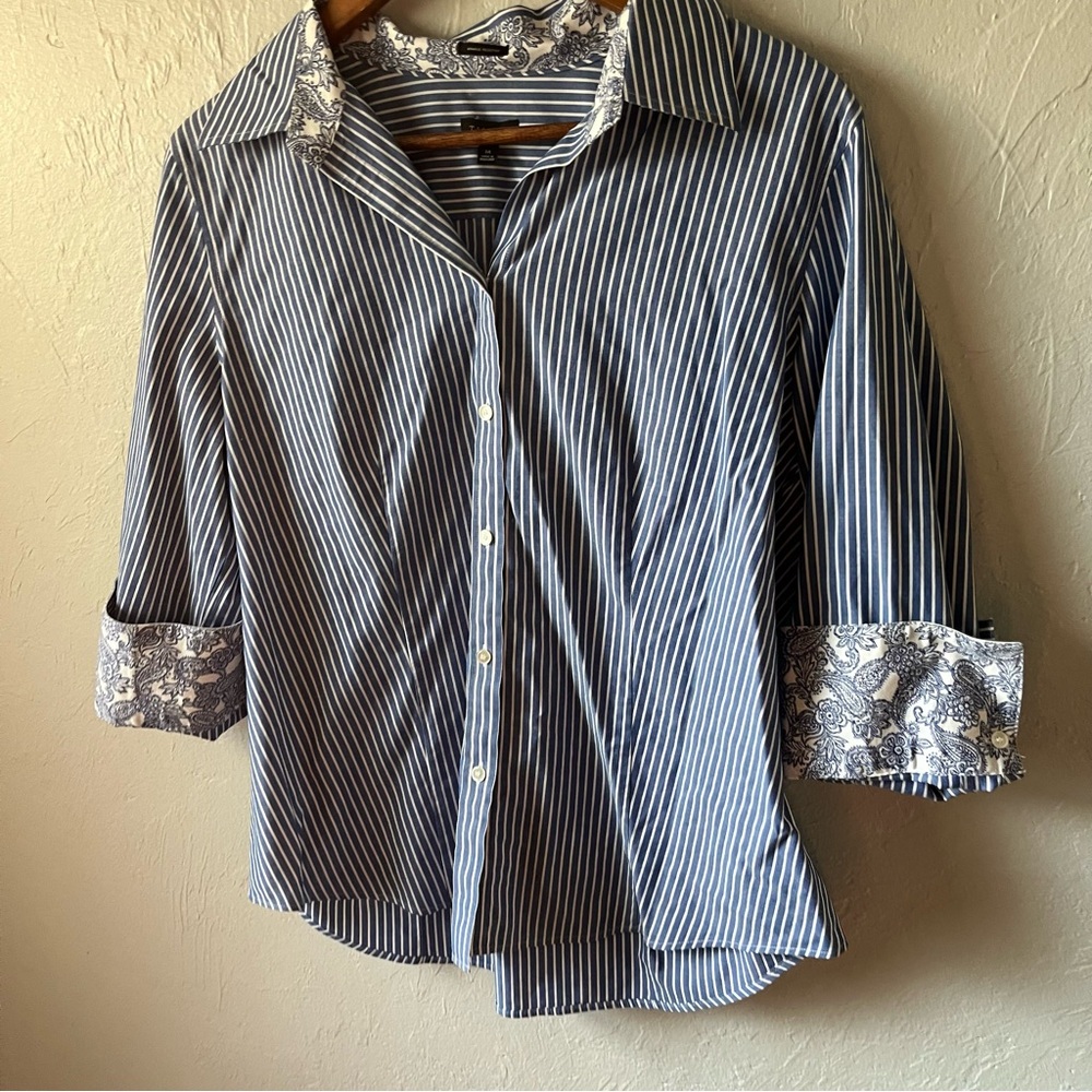 Talbots Wrinkle Resistant Striped Button-Down Shi… - image 2
